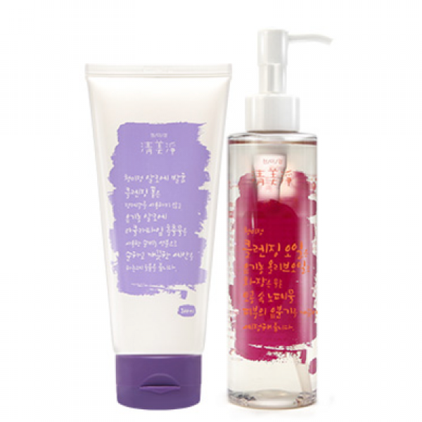 [청미정] 알로에 발효 클렌징 오일 & 클렌징 폼 set, 1+1, 200ml+200ml