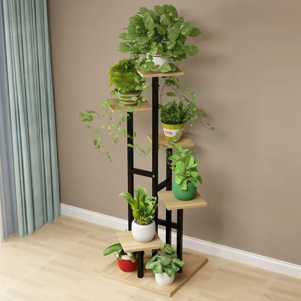 거실 가정용 레이어드 실내 계단식 성급 공간 조란 다육 스킨답서스 경제적유형 라이트 호두 _블랙 선반