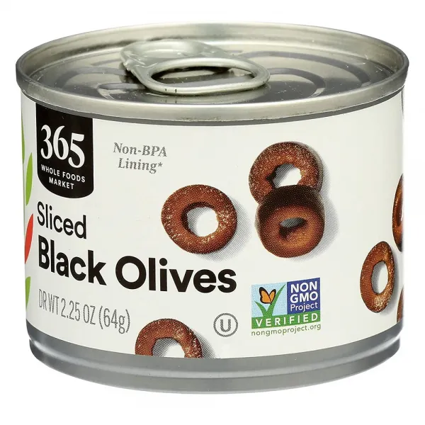 365 Everyday Value Sliced Black Olives 365 에브리데이 밸류 슬라이스 블랙 올리브 2.25oz(64g) 6팩