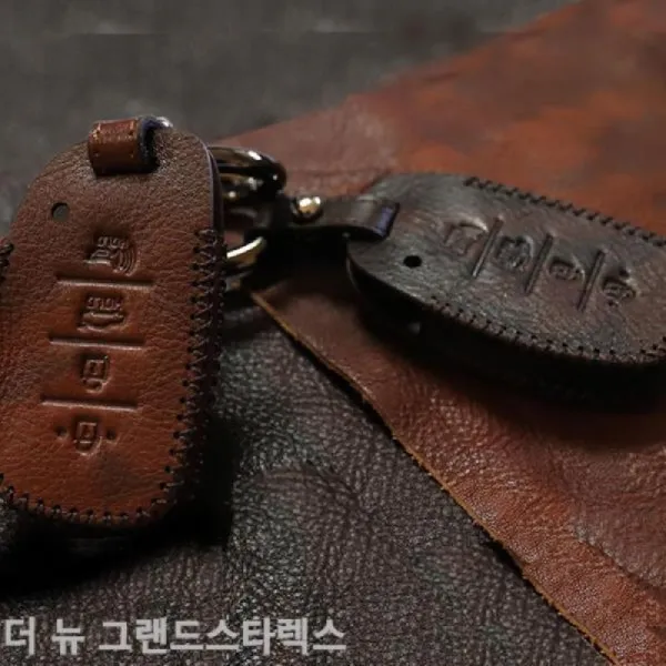 NHPMART◎더 뉴 그랜드스타렉스 스마트키케이스 가죽키홀더+늪마트◎+늪마트◎, ◑다음옵션선택◐토드현대2버튼, 블랙