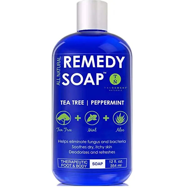 Remedy Soap 티 트리 오일 바디 워시 몸 냄새 무좀 가려움증 백선 효모 감염 피부 자극 여성 / 남성용 샤워 젤 천연 민트 And 알로에 스킨 클렌저 12 Oz