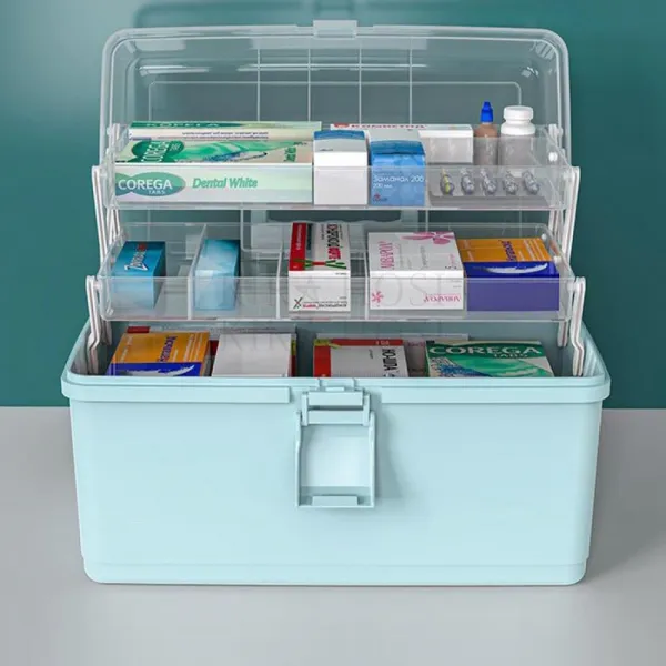 Kirahosi 가정용 약상자 약 정리함 구급함 구급박스 10호+덧신증정 라이트그레이 높은 모델