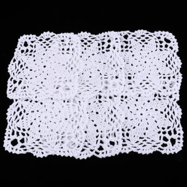 STK 6pcs 사각 작은 크로 셰 뜨개질면 레이스 연안 무역선 Doilies 음료를위한 비 미끄러짐 연안 무역선, 상세페이지 참조 1