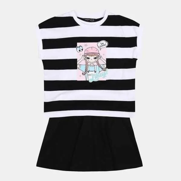 더데이걸즈 인싸등극 스트라이프 원피스 TGOM19F0, BLACK
