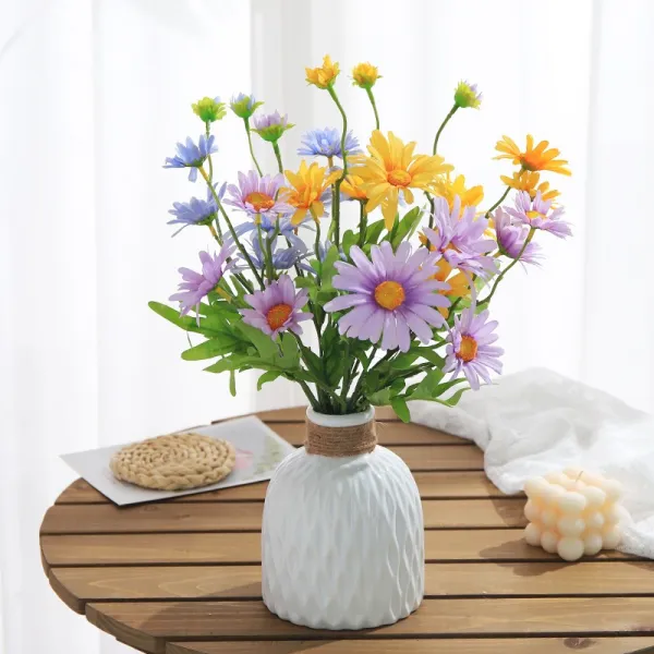 Mar.22 199번 노르딕 플라워 데이지 거실 Ins 식탁 꽃 장식 Tv 옆에 꽃다발 장식z 흰색 병 + 6 가지 혼 색 캐 모 마일
