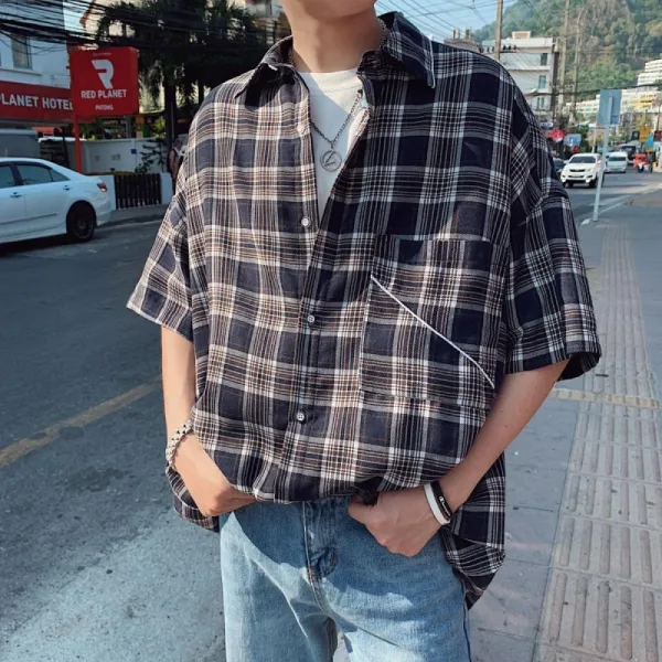 Kirahosi 여름 남자 트렌드 2019년 반팔 셔츠 홍콩스타일 71호 Ca0dxl