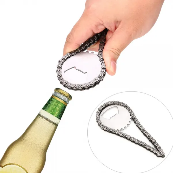 1pcs 다기능 금속 자전거 자전거 체인 실버 병따개 바 음료 바베큐 맥주 참신 옥토버 페스트 필요성