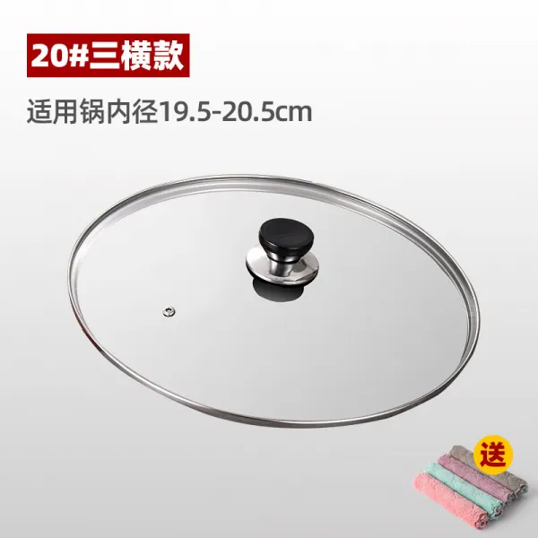 찜기 뚜껑 강화유리 가정용 크기 중국팬 볶음요리 찜냄비 통용 손잡이 투명뚜껑 32cm, T26-화상방지 전기 3개의 횡단면 20#