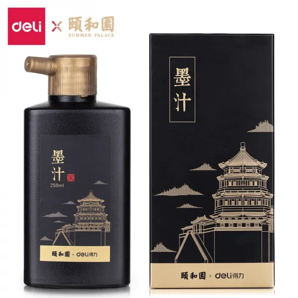 득 력 (deli) 이화원 시리즈 250 ml 특질 농 묵 문방사보 서 예 중국화 회화 창작 먹물 붓 서화 용 잉크 연습 먹물 74325