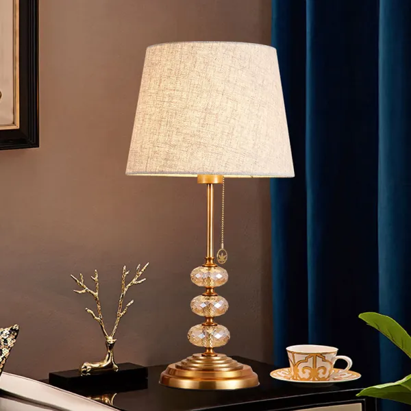 엔틱 스탠드 Copper table lamp luxury crystal American retro living room tea a few warm cloth bed bedroom bed headlights -641579864918, 황금 캐스케이드 크리스탈 +5 와트 Salch.당겨 와