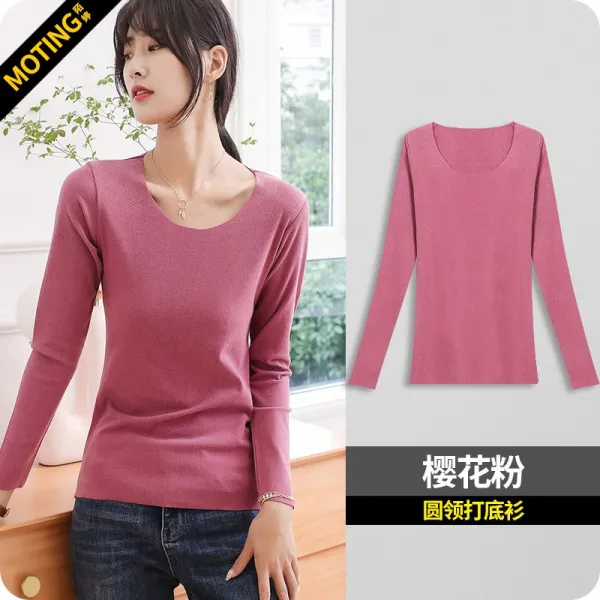 지비 인터내셔널 Gb International 긴팔라운드티셔츠 긴팔라운드넥티 정 논 두렁길 이너티셔츠 여성 겨울 가을