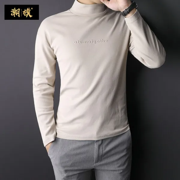 남자 목티 폴라티 추후 반폴라 긴팔 티 남 솔리드 상의 비즈니스 가을옷 이너 미디