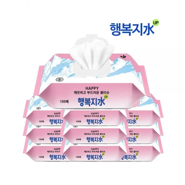 행복지수 물티슈 100매10개 캡형 내츄럴대용량안전한, 10개, 100매입