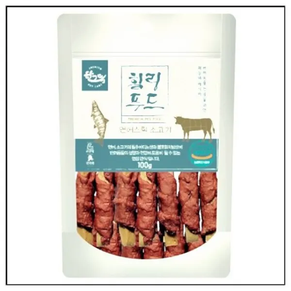 ksw75342 강아지 간식 연어 소고기스틱 100g, 1