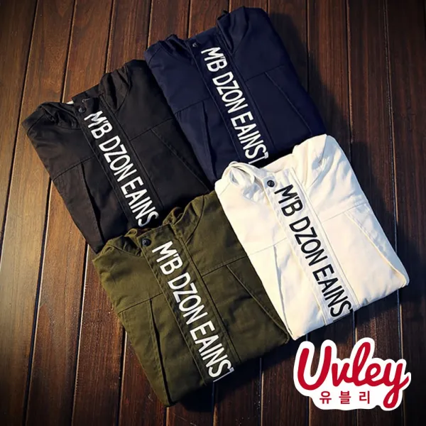유블리 남성 루즈핏 ~4XL 레터링 포인트 야상 점퍼 아우터 심플한 디자인 하프 미드 기장 (UV157HJH) 야상점퍼