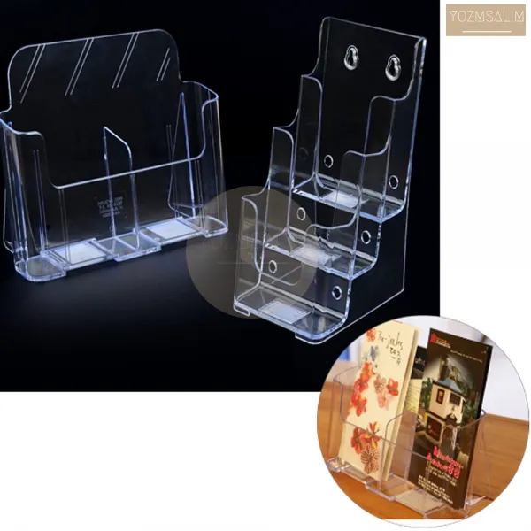 A6 계단식 브로셔 홍보물 소책자 종이 꽂이 꽃이 거치대 케이스 투명 제품선택 3단