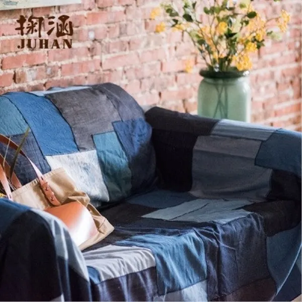 Delkien [온뜨개] 미풍양속 데님 패치 소파 커버 소파커버, 01 200CMx300CM