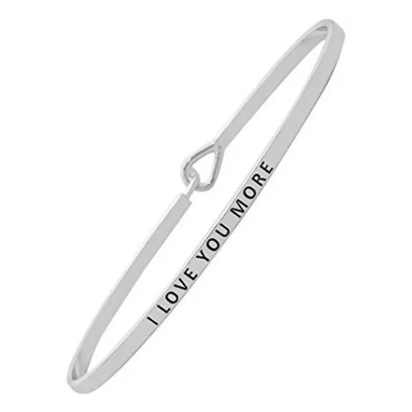 [해외]영감 따옴표 팔찌 I Love You More 감상적인 긍정적 인 메시지 Thin Hook Bangle - 여성을위한 쥬얼리 선물 및 사춘기 소녀 십대 소녀들 선물