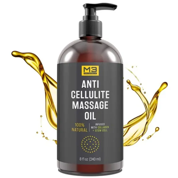 M3 Naturals 콜라겐과 줄기 세포가 주입 된 안티 셀룰 라이트 마사지 오일 모든 자연 로션은 피부 톤을 강, 상세 설명 참조0