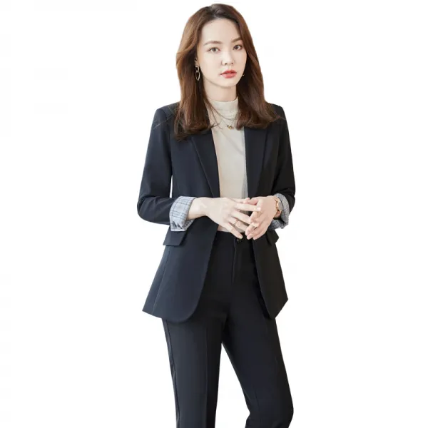 살구 검은색 사업 정장세트 바지정장