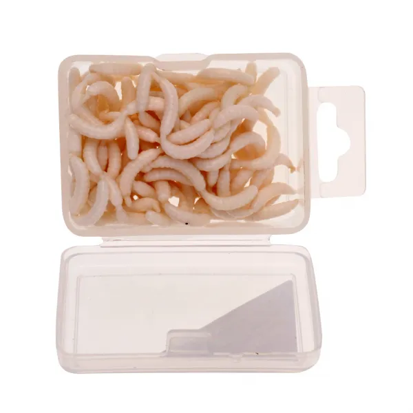 STK120pcs / box 백색 낚시 구더기 연약한 벌레는 강한 비린한 낚시 미끼를 유혹한다