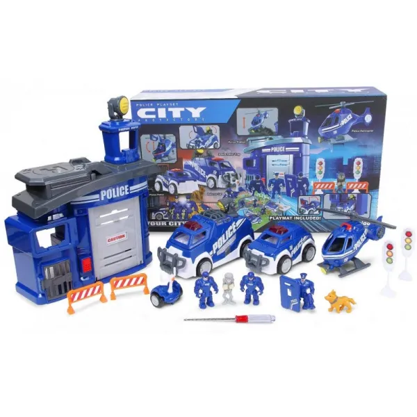 경찰서 Playset PUQU 미래 도시 보호자 경찰 디럭스 Playset 창의력 학습 교육 장난감
