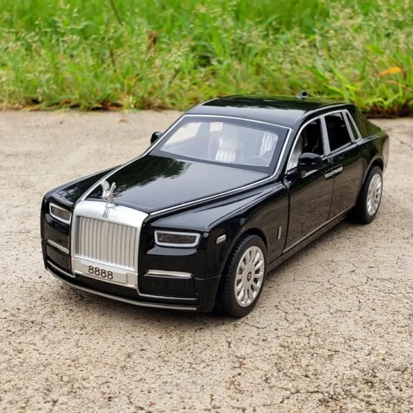 롤스로이스 Rolls-Royce Phantom 1대32 합금 다이캐스트 자동차모형 라이트 및 사운드 풀백 기능 미니카 피규어 선물, 올 블랙