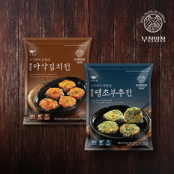  사옹원 부침명장 한입아삭김치전 300g 30gx10개 +한입땡초부추전 300g 30gx 상세 설명 참조