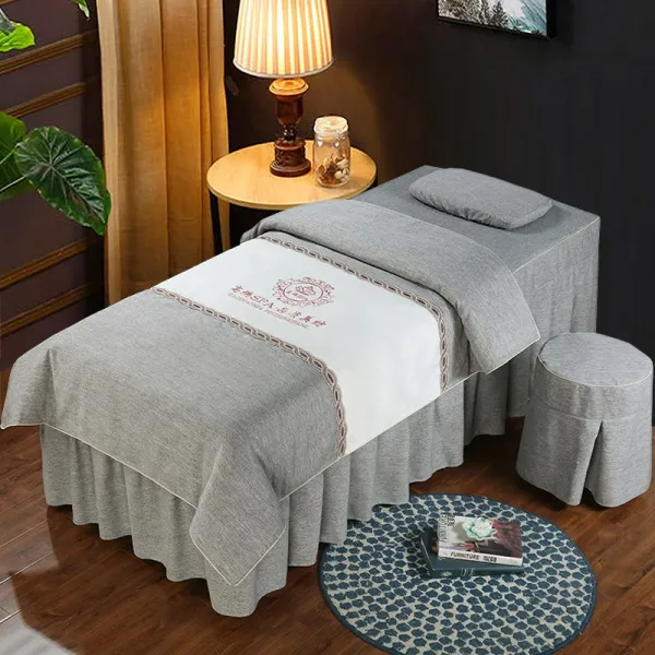 마사지베드커버 화보 면린넨 미용원 전용 뷰티 침대커버 4종 고급 유러피안 미루다 물리 요법 퀄리티 1875275245, 사각코 185x70 (증정 2근 두꺼, 약속대로 -그레이