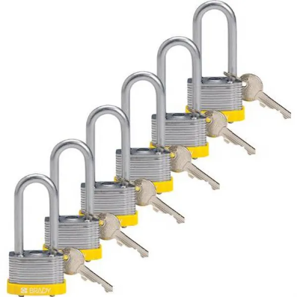 브래디 118946 옐로우 키 고정 철제 PadLock - 2 족쇄 - 키 입력 다름 (6