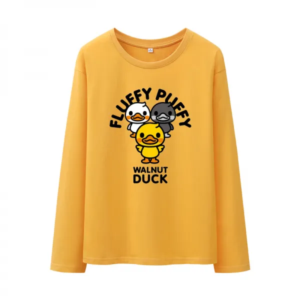 에이미 연명 티셔츠 여장 긴팔 봄가을 루즈핏 순면 퍼플 인화대 사이즈 상의