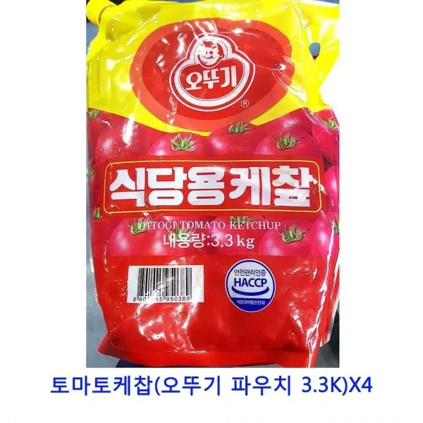 업소용 식자재 토마토케찹(오뚜기 파우치 3.3K)X4케찹 일회용케찹 무설탕케찹 케첩 토마토케찹 노슈가케찹 케챱 미니케찹 할라피뇨케찹 1회용케찹 토마토케첩 �, 본상품