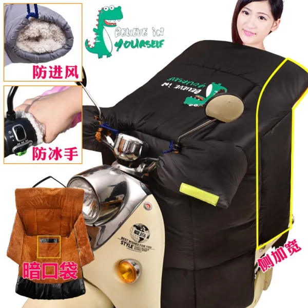 배달 오토바이 워머 바람막이 전기병차는 바람막이 옷을 뒤집어 입고 수동적으로 기모노를 더하, 롱 사이드윙-가후기모-듀오 방풍-녹공룡