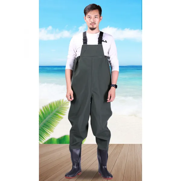 방수 해루질 바지 허리 장화 점프슈트 남녀공용 낚시 장비 갯벌 체험 모내기 농사 웨이더 일복 38 그린85수