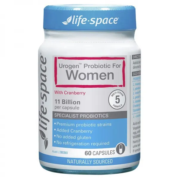 Life Space 호주 프로바이오틱 여성 방광건강 60캡슐 5종 유산균 110억 Urogen Probiotic For Women 60 Capsules, 1개