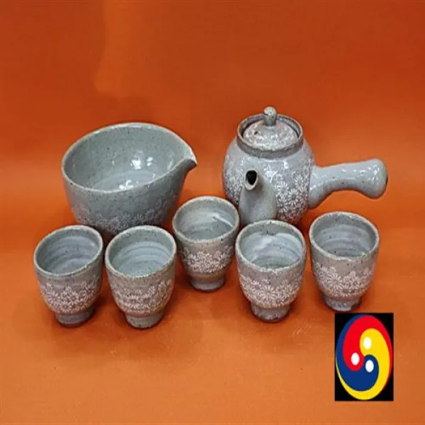 분청 청유 인화문 5인 다기세트 [P00000KI], 단일상품
