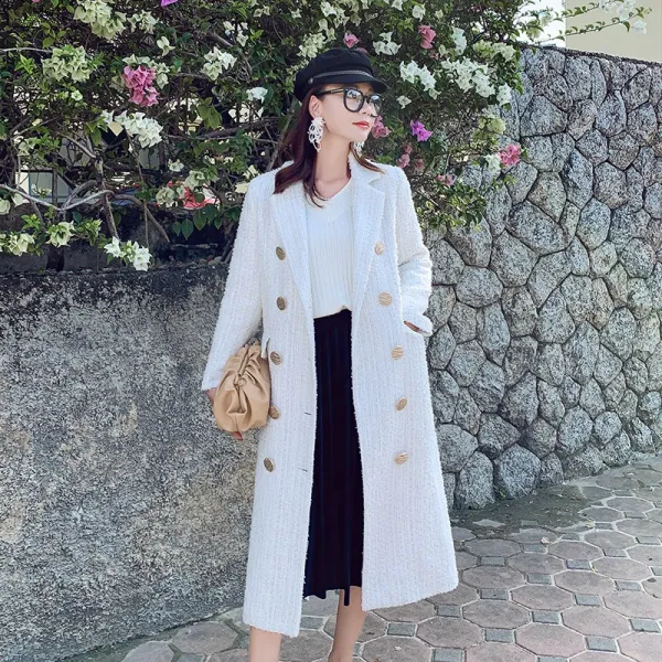 데일리룩 패션 럭셔리 데일리룩 트위드 롱코트