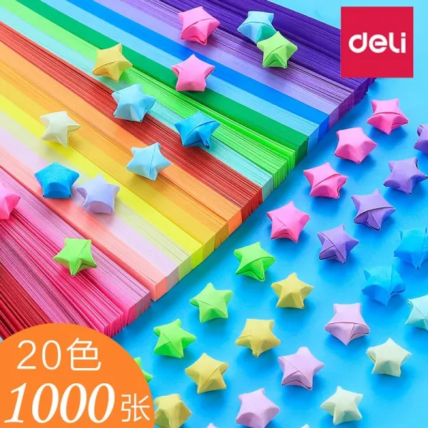 득 템 1000 장 컬러 별 종이 접 기 소원 행운 별 수 동 접 별 종이 별 쪽지 별 사탕 색 직사각형 유치원 오각별 색종이 첩 지 20 색 / 1000 장