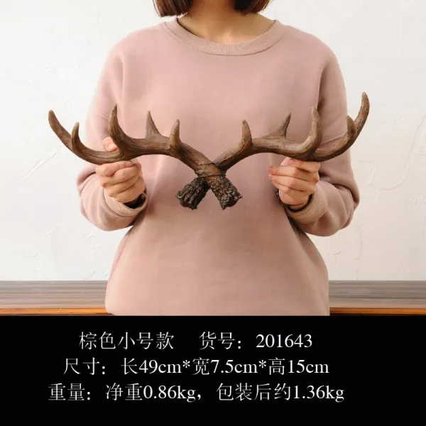 사슴뿔장식 사슴뿔걸이 옷걸이 벽걸이 벽장식, 49cm브라운