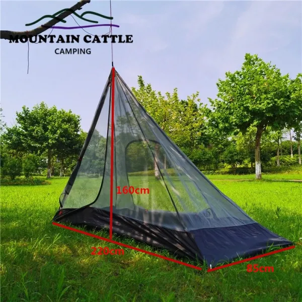2 개의 문 Ultralight 옥외 야영 Teepee 3-4Person 20D 실리콘 나일론 배낭 하이킹 천막을 가진 격상 된 큰 피라미드 천막, TypeB Inner Tent_4