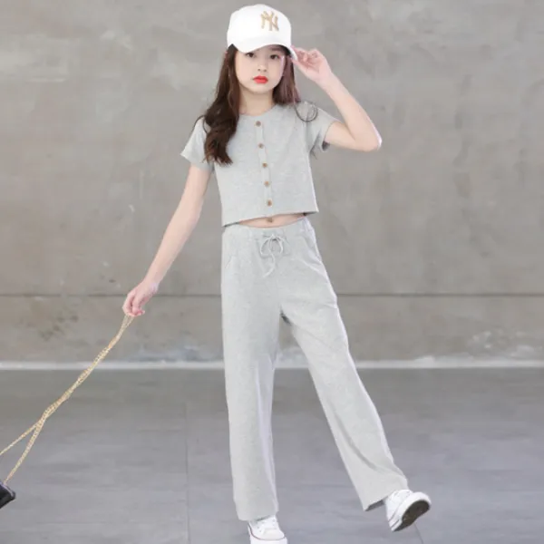 달콩베베 여아 배꼽티트레이닝복상하세트 어린이집 유치원 데일리룩 초등학생 여름 아동복 [N0227] 바지세트, 블랙