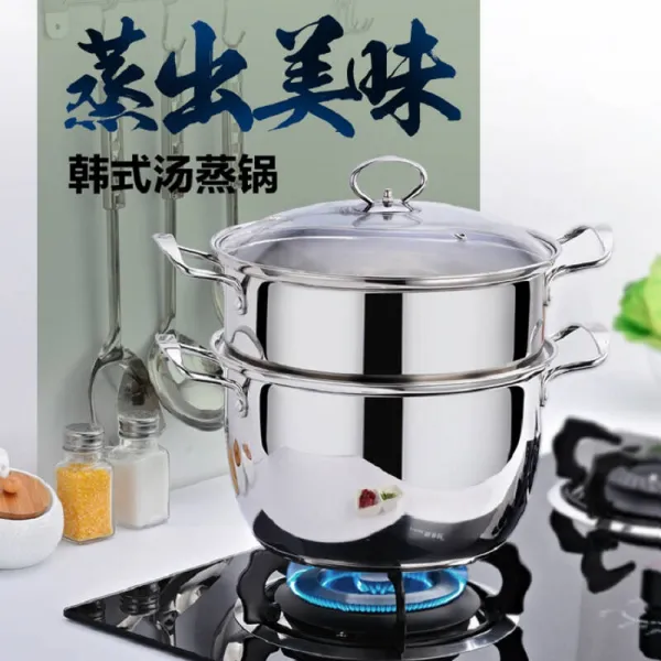쁘미네 세락믹냄비 한식 프리미엄 수입 스테인리스 스틸 찌다 탕냄비 배부 거치대 찜솥 분리 더위를 먹다 균일 삼층 복 28cm