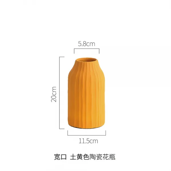 이케바나 화병 컬러풀 마카롱 화분 북유럽 미니멀 세라믹 꽃병 장식 인테리어, 넓은 입 흙빛 노란색 세라믹