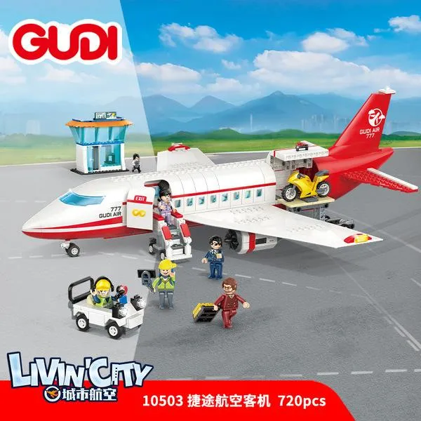 키즈 비행기 블록 여객기 퍼즐 만들기 조립 diy장난감 역할 비행장 놀이 완구, 혼합