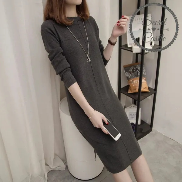 라운드 칼라 하프 니트원피스 2