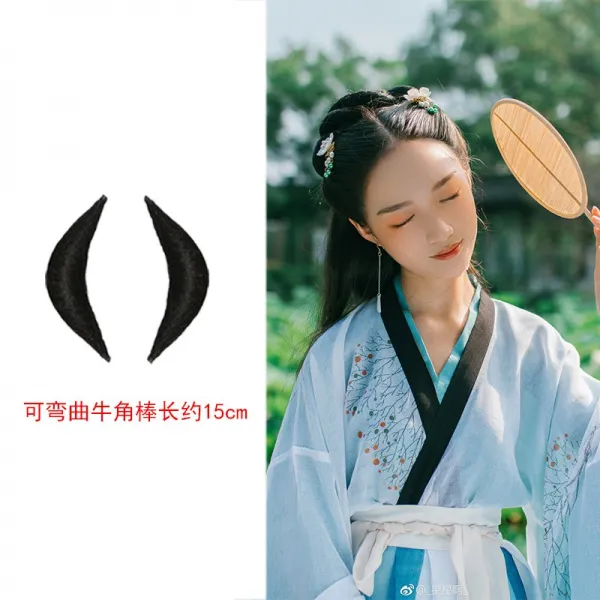 제파존 고대복장 꽈배기트 중국한복 8자 헤어가방 전 레이스 쇠뿔 매트 가능 꼬불꼬불 옥장이 있다 노래 몽둥이질을 함, 1, 투라인 롱 15cm 한쌍