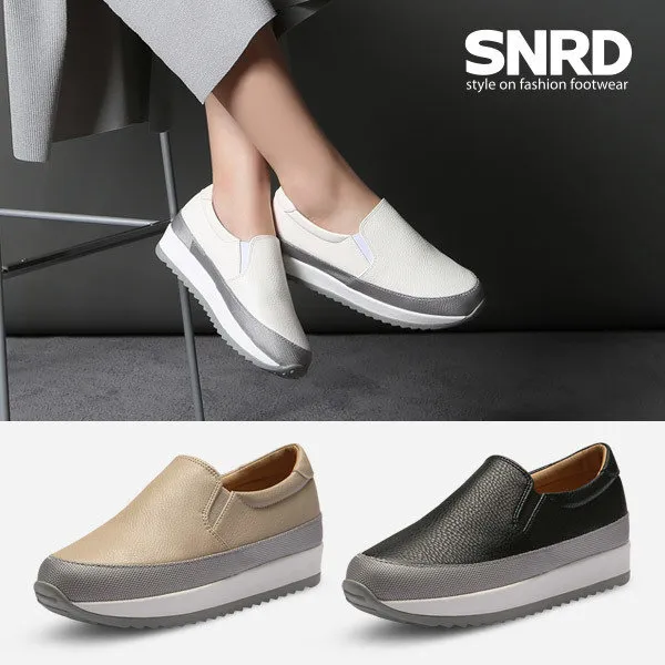 [SNRD] [ 4cm 키높이 통굽슬립온] SN158 단화 플랫 스니커즈 커플신발