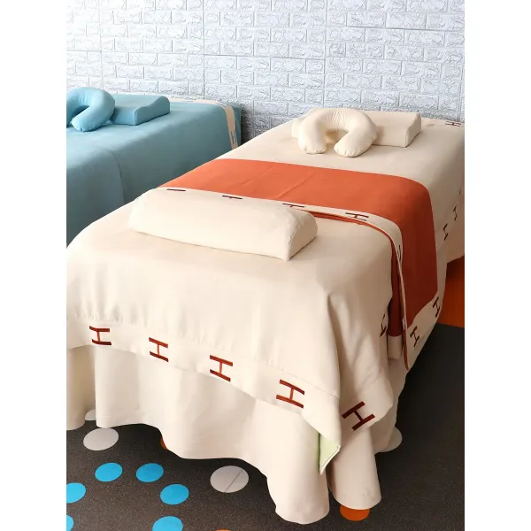 마사지베드커버 옥처럼 맑다 미용원 침대커버 4종 맟춤제작 LOGO 솔리드 무지 가볍게 사치한 체형보정 3110555789, 4종 _엎드려자는 낮잠베개, 라이트 블루