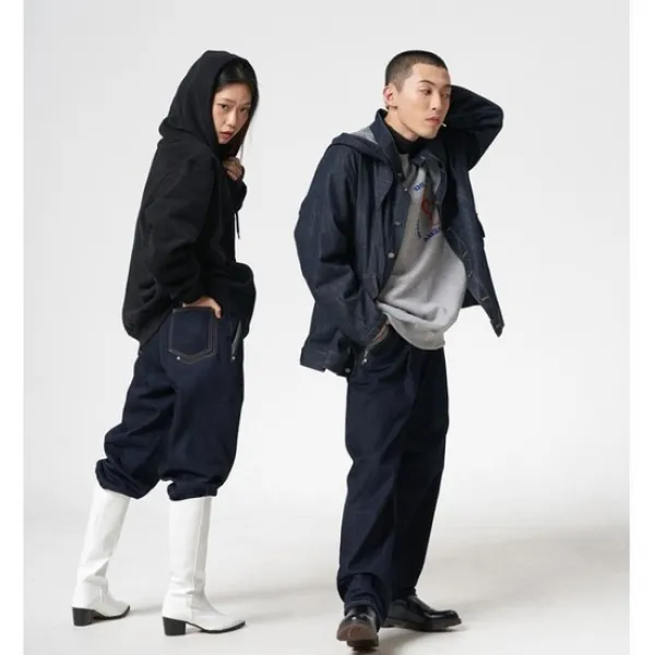 [GMH] DILETTANTISME UNISEX RAW ONE-TUCK SEMI BAGGY JEANS[A]