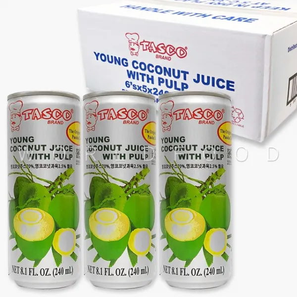 월드푸드 태국 영 코코넛 과육 쥬스 타스코 코코팜 음료수, 30개, 240ml